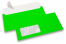 Neonowe koperty - zielony, z okienkiem 45 x 90 mm, położenie okienka 20 mm z lewo i 15 mm od dołu | Krainakopert.pl