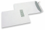 Koperty z okienkiem, białe, 220 x 312 mm (EA4), okienko z lewej strony 40 x 110 mm, położenie okienka 20 mm z lewo i 50 mm od góry, gram. 120, samoklejące z paskiem, masa około 18 g. | Krainakopert.pl