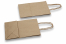 Papierowe torby ze skręcanym uchwytem - brązowe paski, 140 x 80 x 210 mm, 90 g | Krainakopert.pl