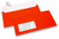 Neonowe koperty - czerwony, z okienkiem 45 x 90 mm, położenie okienka 20 mm z lewo i 15 mm od dołu | Krainakopert.pl