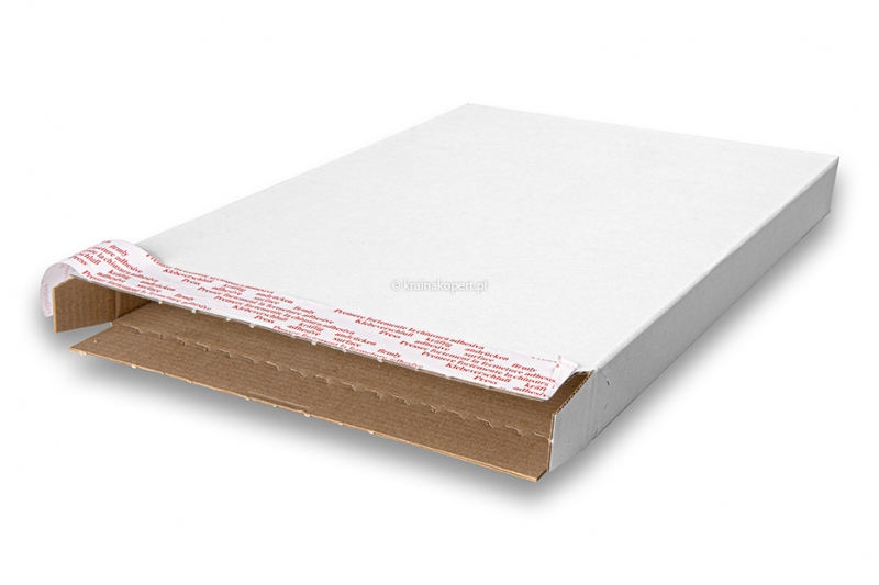 Kartony pocztowe samoklejące z paskiem - białe