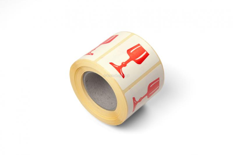 Etykiety na opakowania - Uwaga szkło: kieliszek do wina - 60 x 40 mm