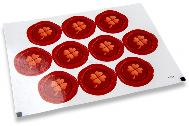 Naklejki na koperty na zaproszenia na imprezę - czterolistna koniczyna