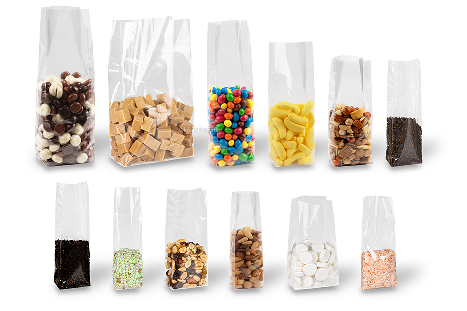 Przezroczyste torebki z blokowym dnem