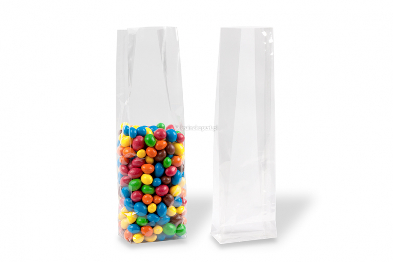 Przezroczyste torebki z blokowym dnem - 80 x 280 x 50 mm, 850 ml