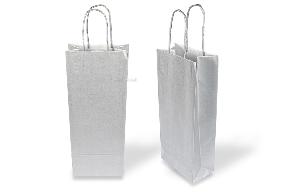Papierowe torebki na wino - srebrny