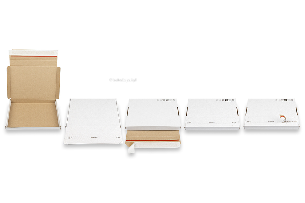 Składane kartony wysyłkowe z paskiem samoklejącym